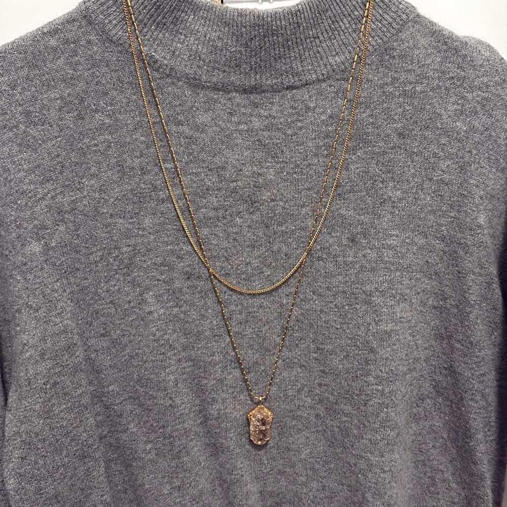 NWT [Vince Camuto] Iridescent Gemstone Dual Strand Gold Chain Pendant Necklace - Picture 5 of 10